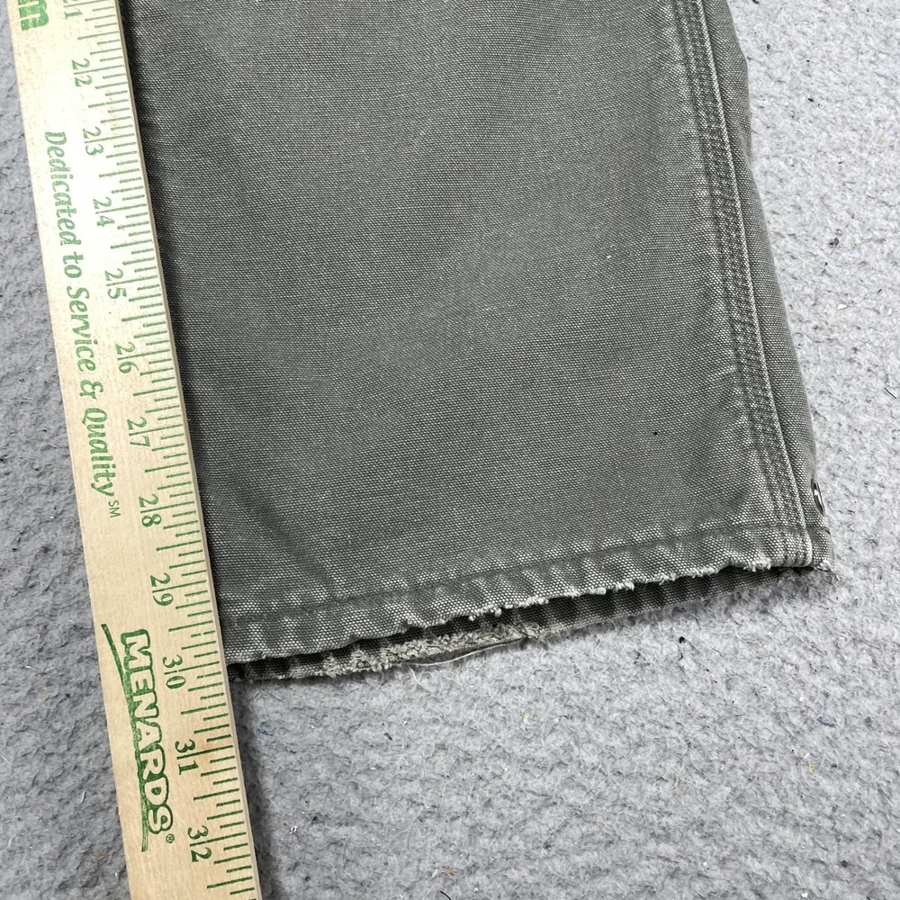 Carhartt Pants Mens 30x30 Green Flannel Lined Canvas Carpenter Relaxed Workwear - Picture 6 of 14